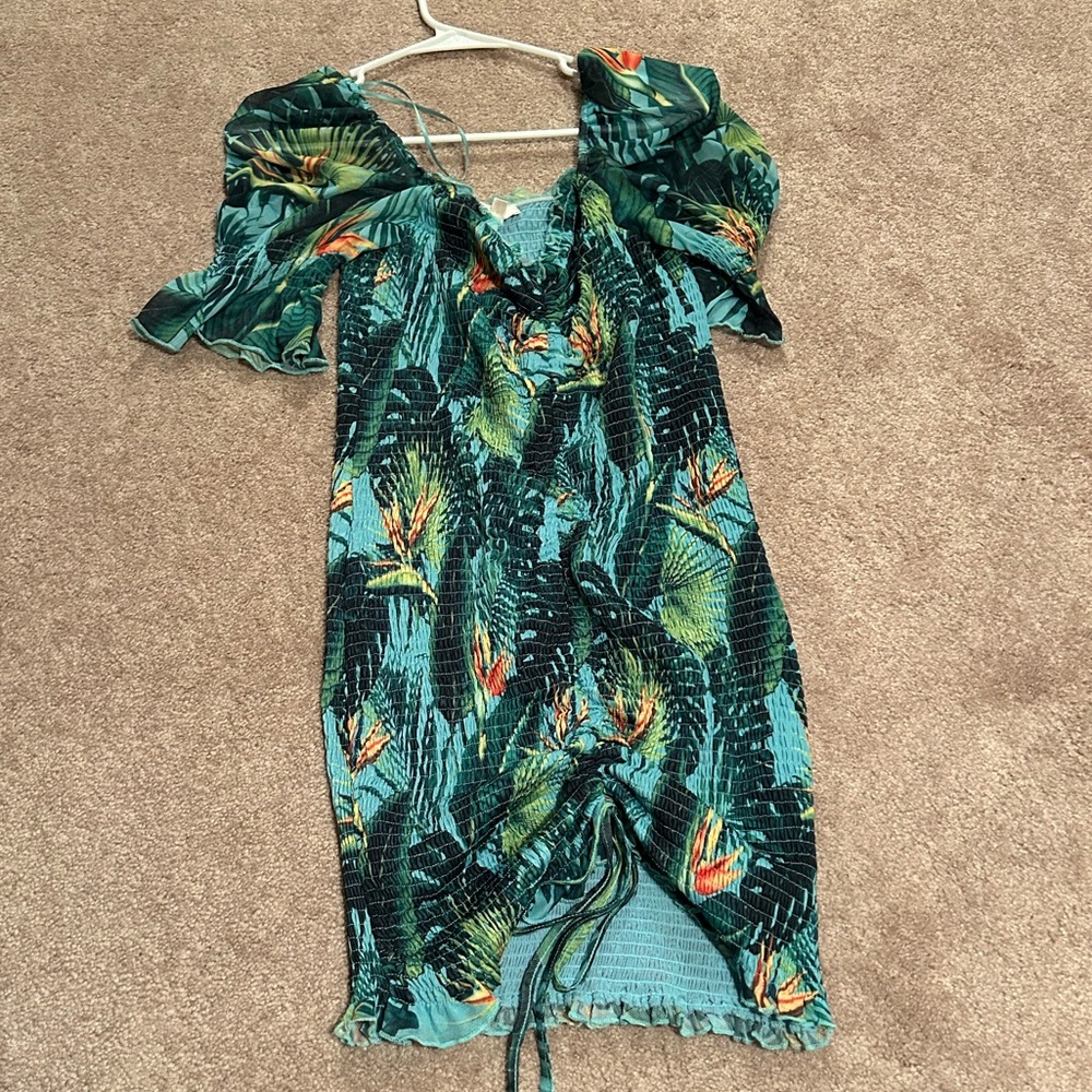 VICI ruched tropical dress